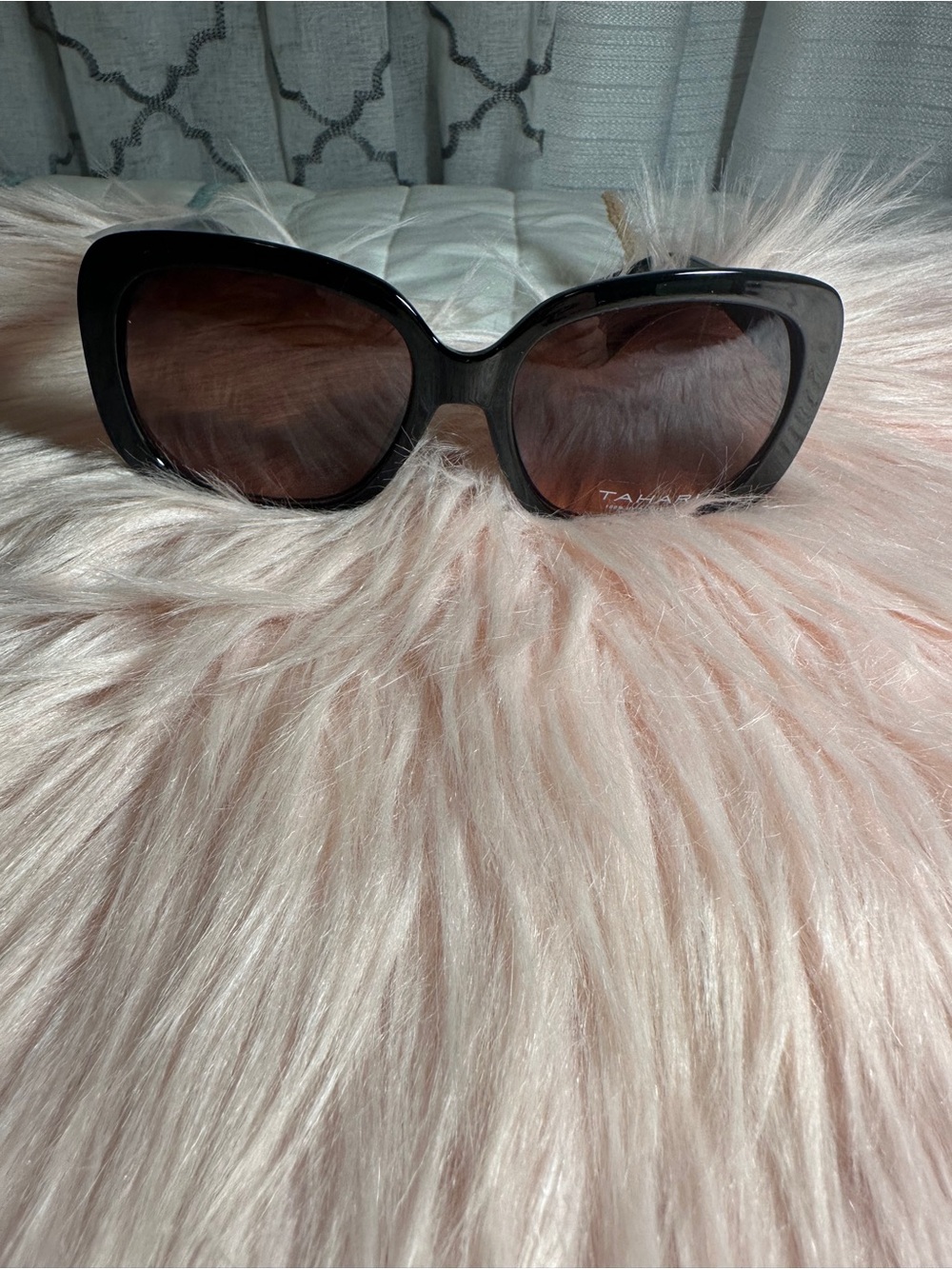 Tahari Black Cat-Eye Sunglasses with Brown Lenses